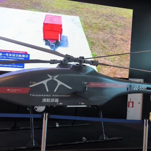 A Chinese company unveiled its drone at a forum featuring Putin