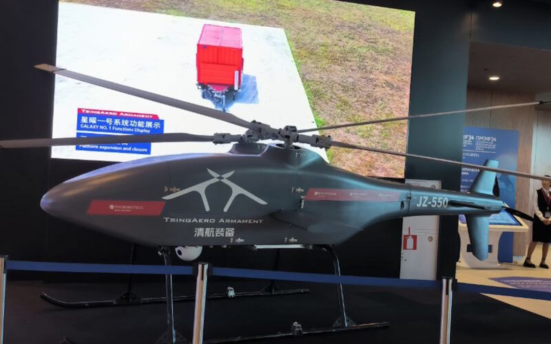 A Chinese company unveiled its drone at a forum featuring Putin
